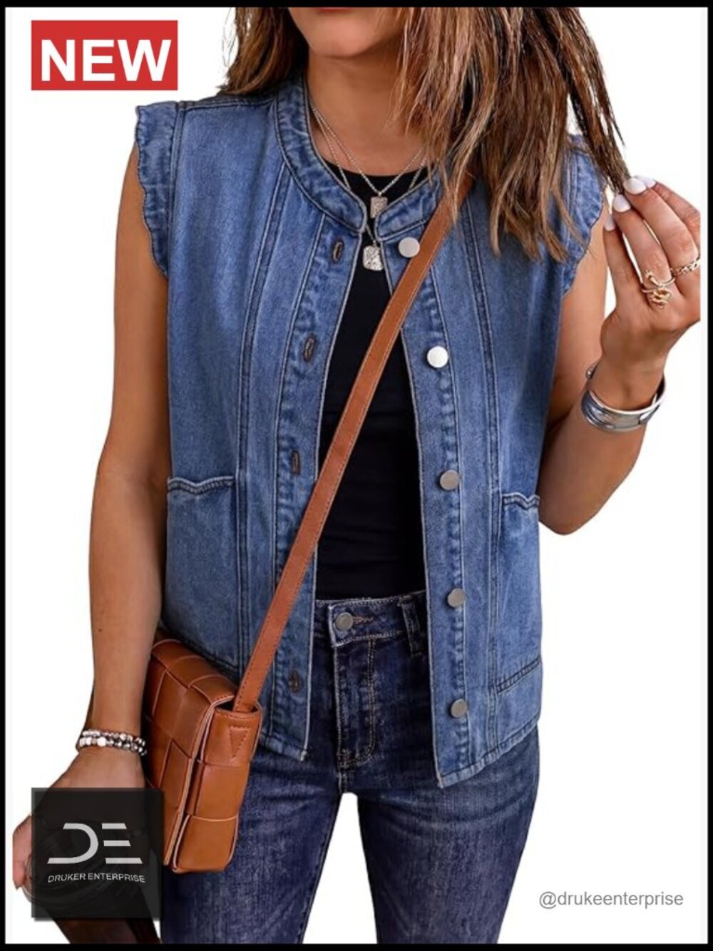 Sleeveless Denim Vest Button Down Jean Vest Tops Waistcoats Western Outfits